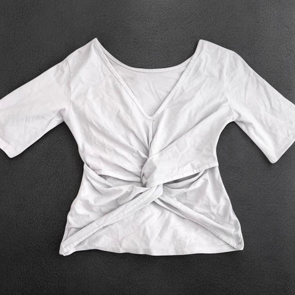 Feifei Women’s Solid Cut-Out Twist Front Top. - image 2